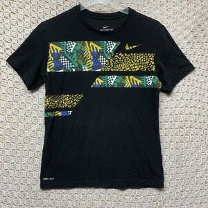 Nike Dri-Fit T Shirt Men's Size S Jungle Print Jaguar Black Crew Neck Short Slev